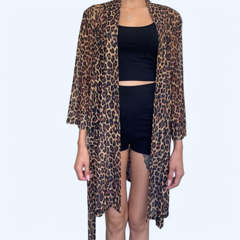 OHS Leopard Print Mesh Robe